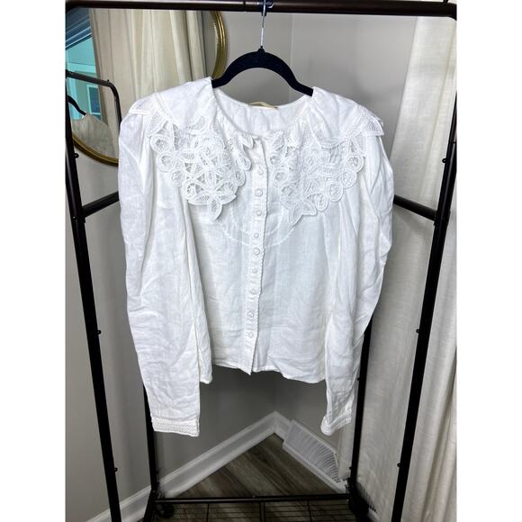 Ulla Johnson Broderie Anglaise Collar Blouse size 6 - Picture 1 of 5